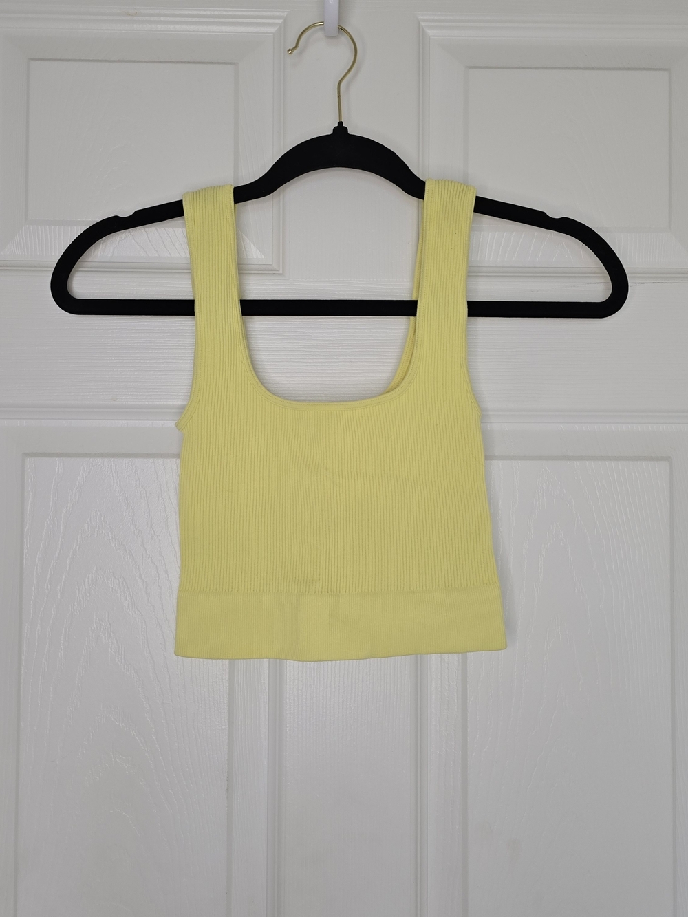 Cloud Nine Pajamas Canary Yellow Ribbed Cropped Bra Top One Size NWT